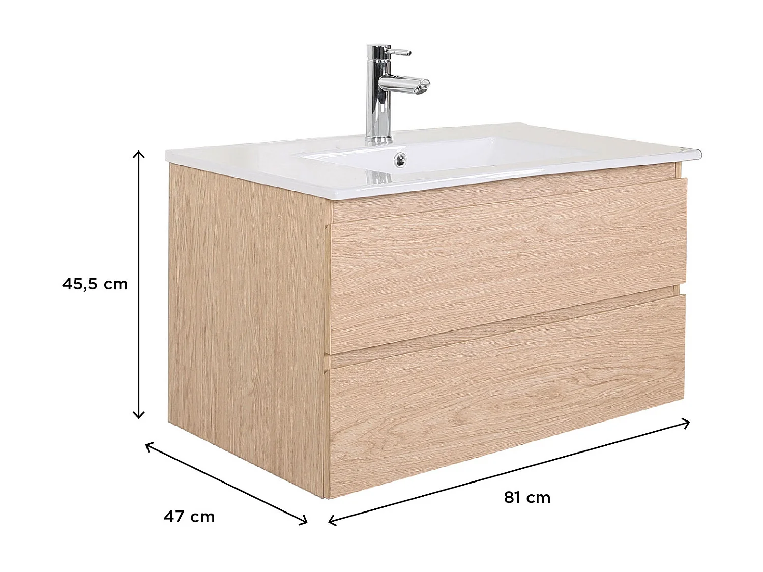 Einzelmöbel + Waschbecken + Armatur + Spiegel SORRENTO