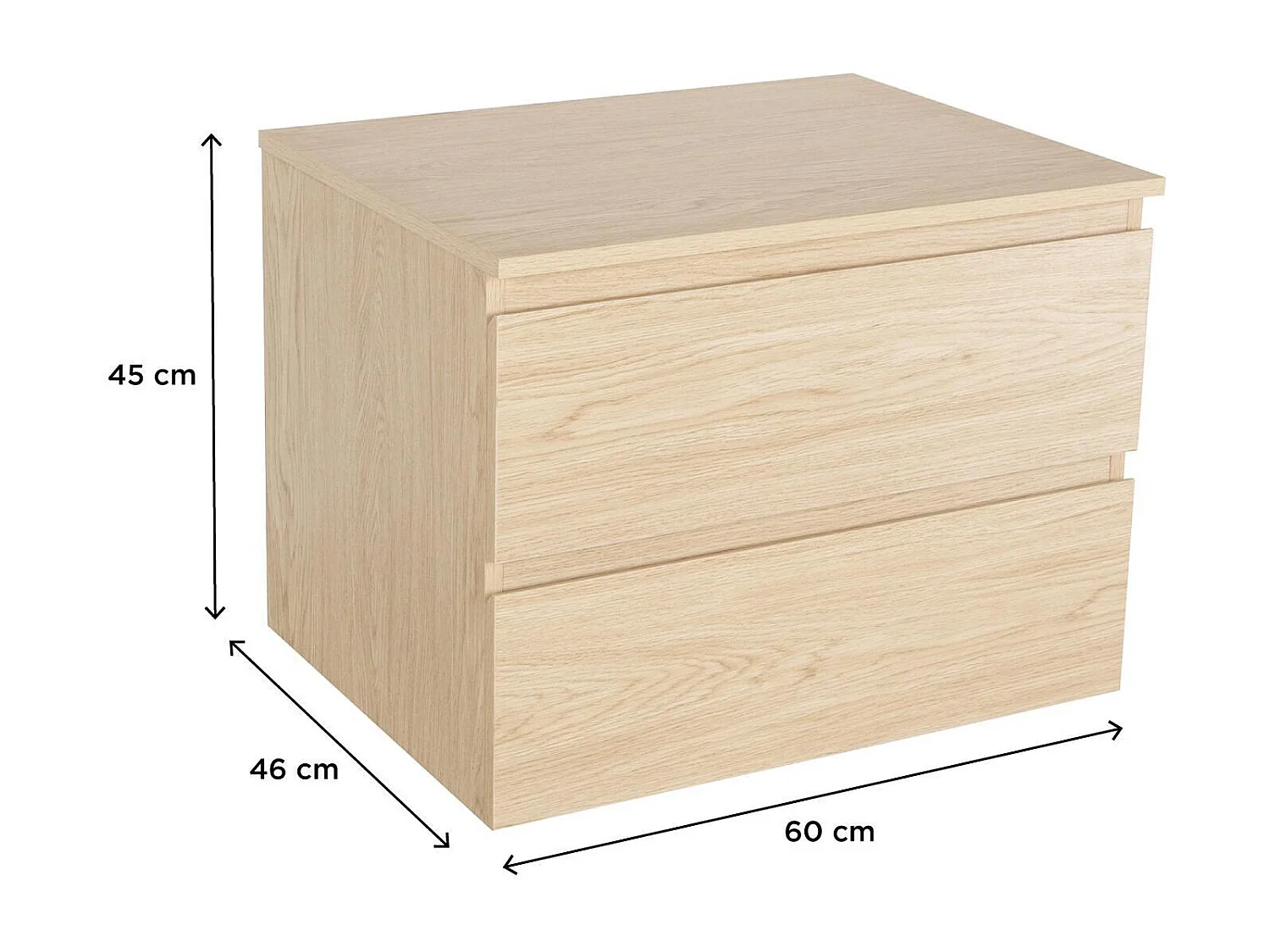 Enkele wastafelmeubel met eiken decor 60cm SORRENTO