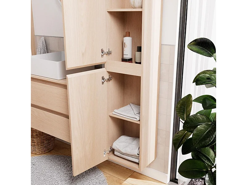 Enkele wastafelmeubelset 60 cm + wastafel + kraan + spiegel + SORRENTO kolom