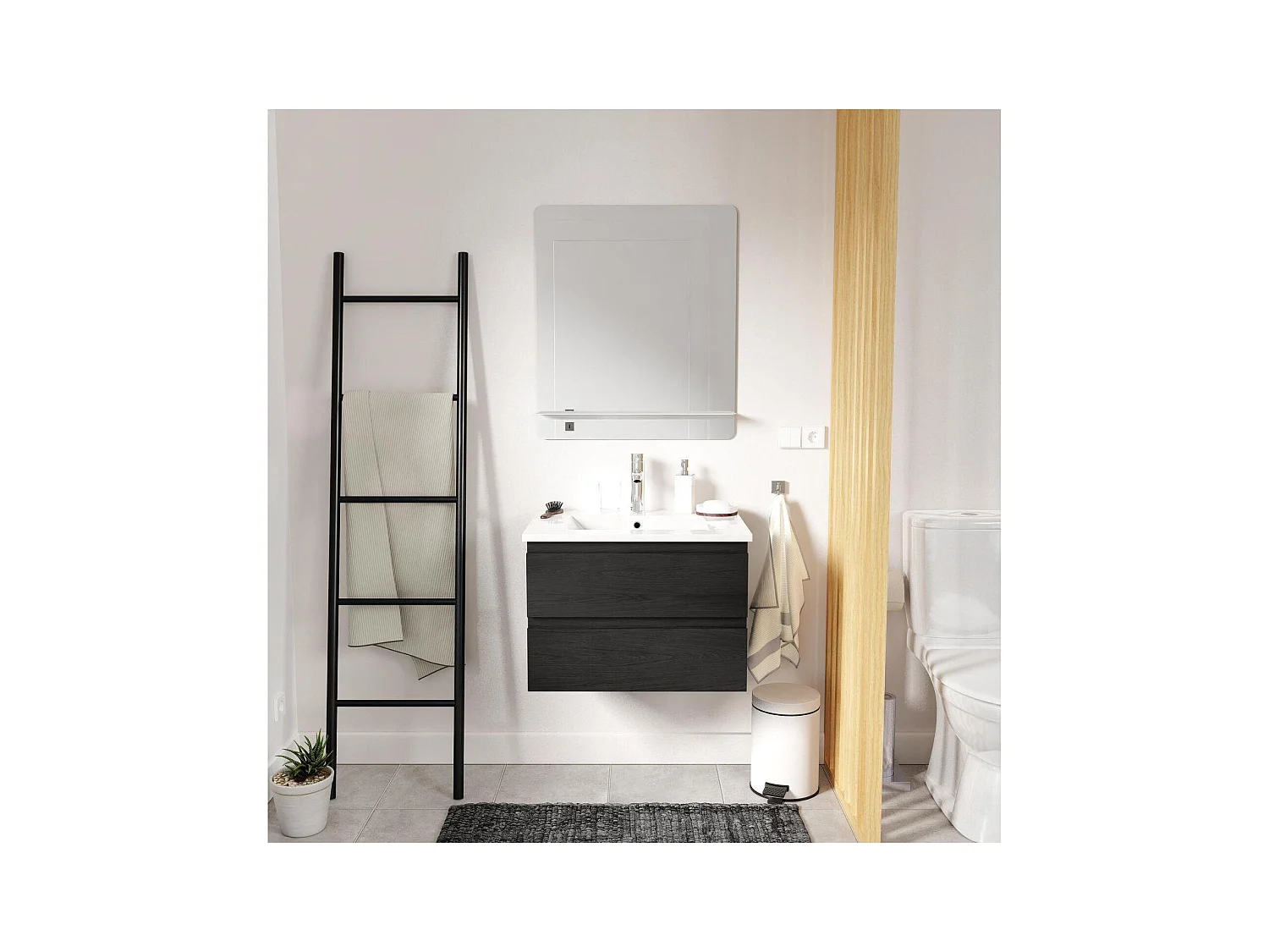 Mobile lavabo singolo SORRENTO 60 cm + rubinetto + specchio