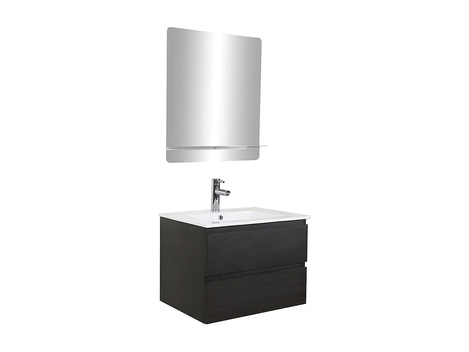 SORRENTO wastafelmeubelset met één wastafel 60 cm + kraan + spiegel