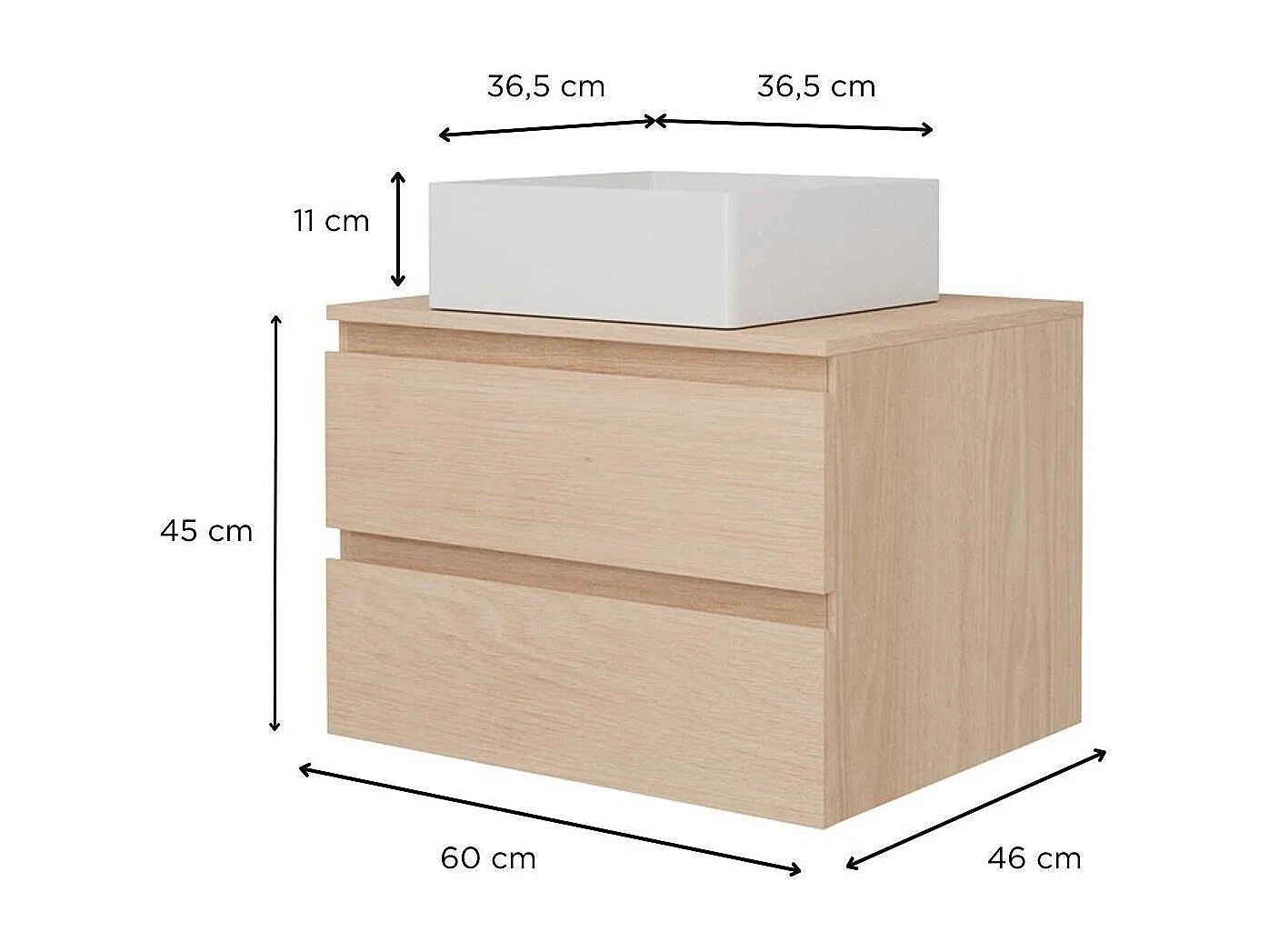 Einzelwaschtisch-Unterschrank-Set 60 cm + SORRENTO Spüle