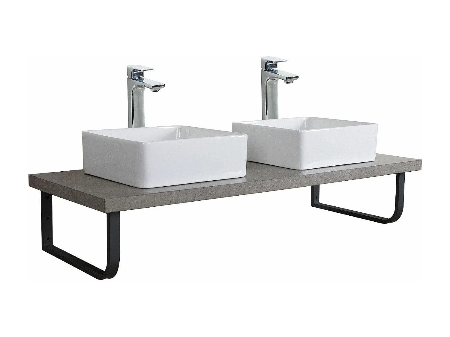 Plan de toilette suspendu chêne pour vasque WILL - 120 cm + Equerres Métal Noir Mat