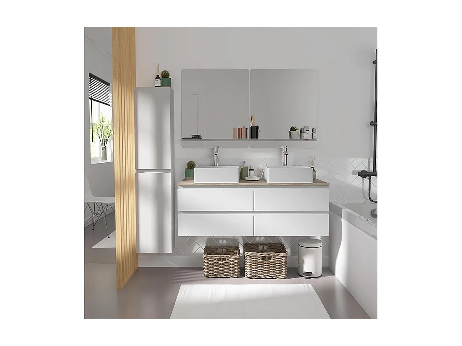 SORRENTO 120 cm Wand-Doppelwaschbecken