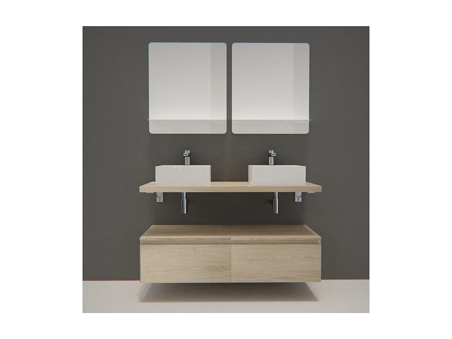 Dubbele wastafelmeubel + wastafel + WILL-spiegel
