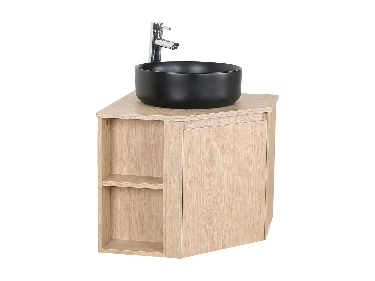 Eckwaschtisch-Set SORRENTO + schwarzes Waschbecken