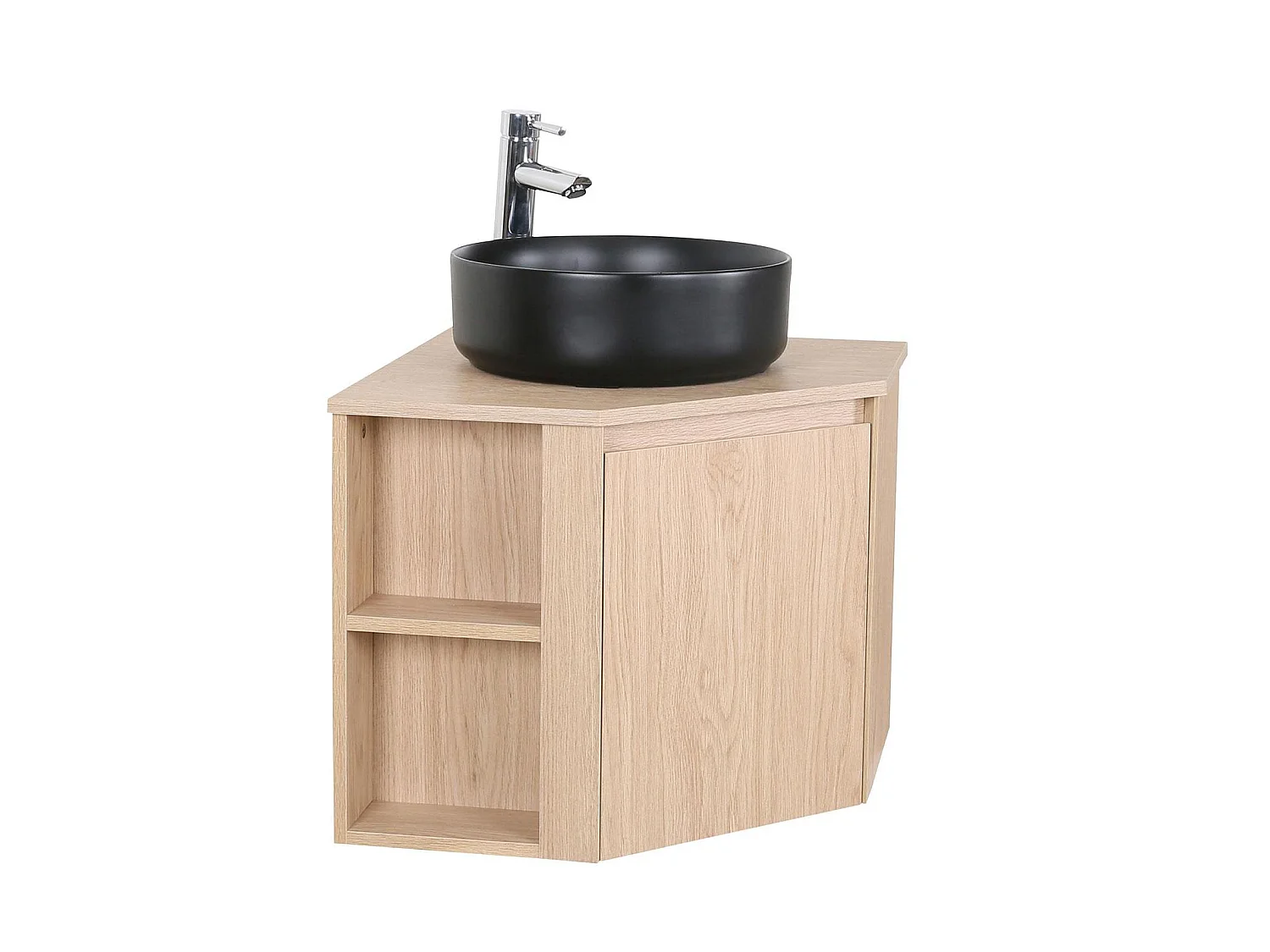 Conjunto mueble de lavabo de esquina + lavabo negro SORRENTO