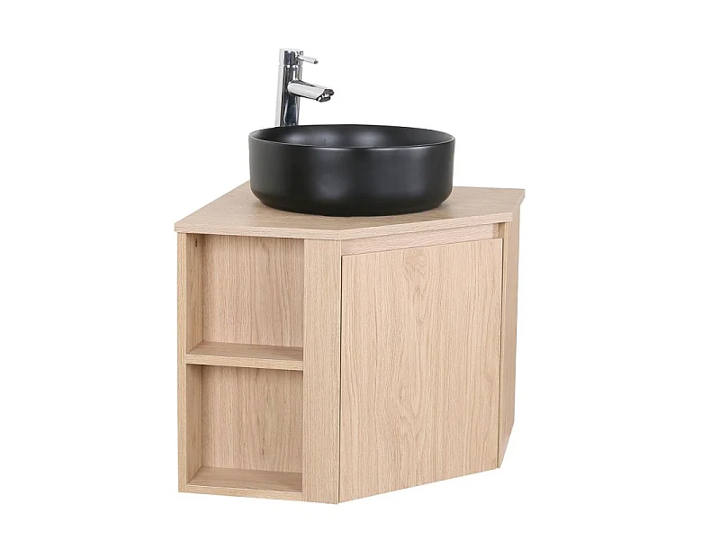 Conjunto mueble de lavabo de esquina + lavabo negro SORRENTO