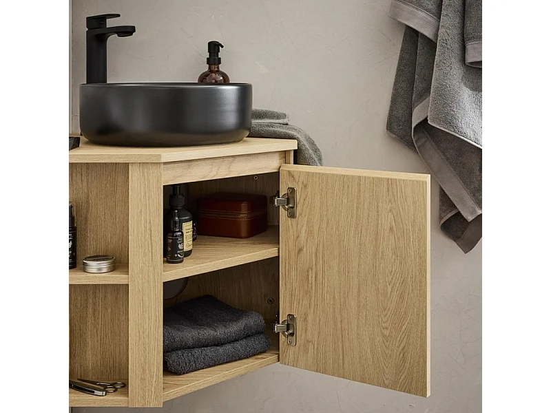 Conjunto mueble de lavabo de esquina + lavabo negro SORRENTO