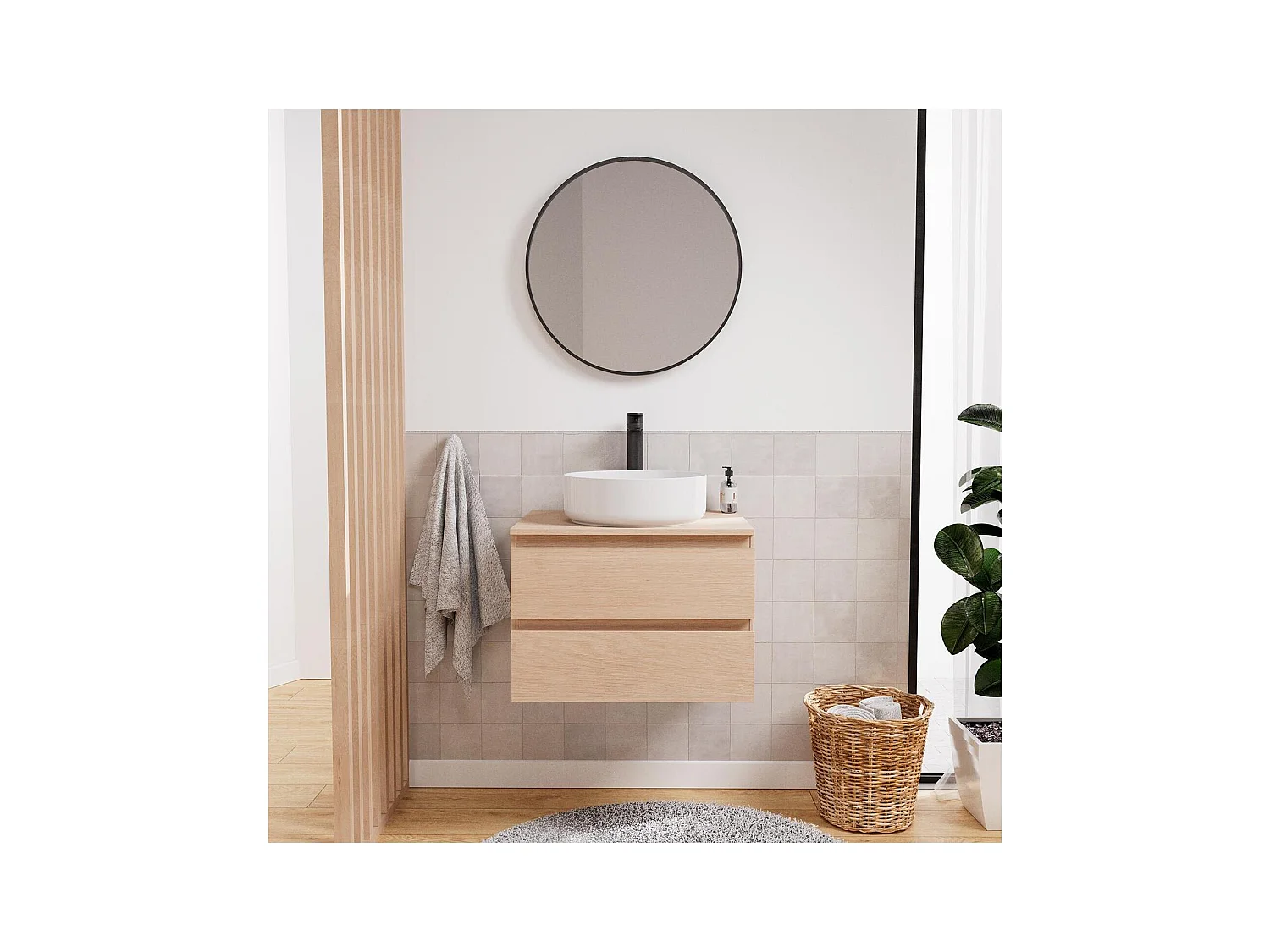 Mobile lavabo singolo SORRENTO 60 cm + lavabo + rubinetto + specchio