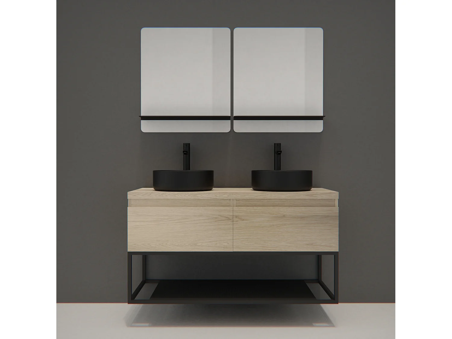 Doppelwaschtisch + Waschbecken + WILL-Spiegel