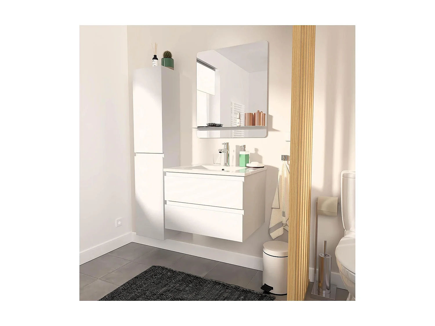 Enkele unit + wastafel + spiegel + SORRENTO kolom