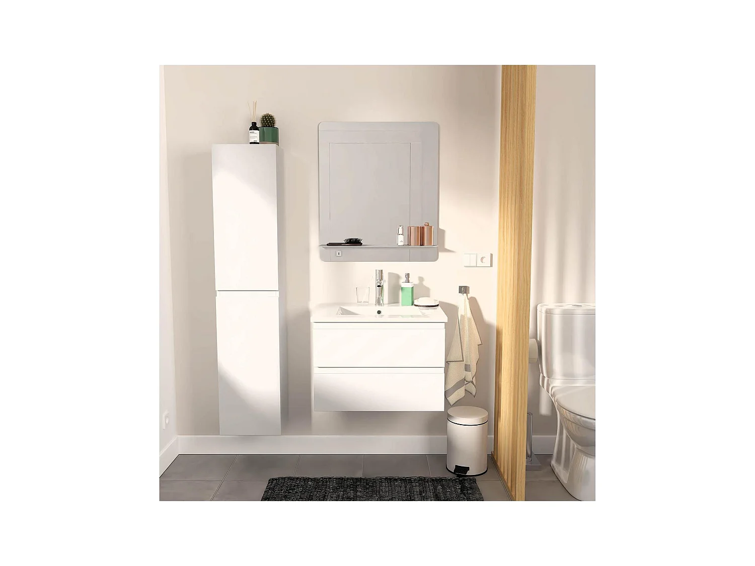 Mobile singolo + lavabo + specchio + colonna SORRENTO