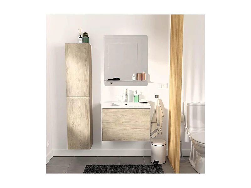 Einzelmöbel + Waschbecken + Spiegel + SORRENTO-Hochschrank