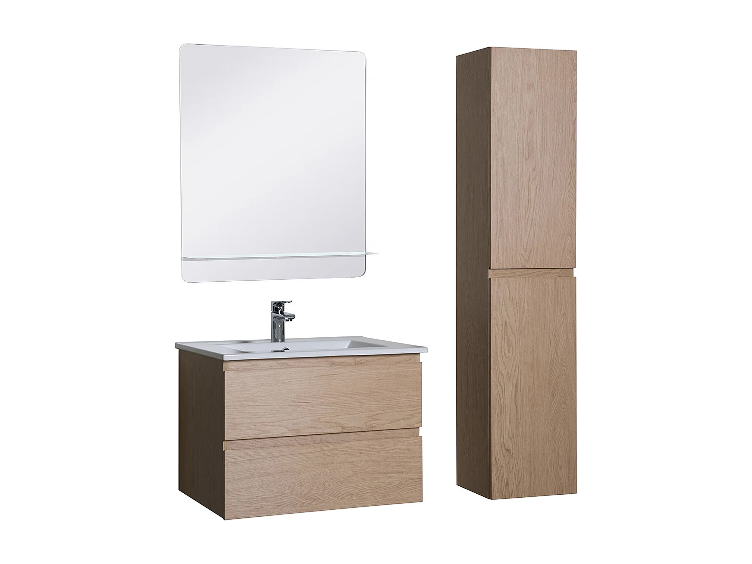 Einzelmöbel + Waschbecken + Spiegel + SORRENTO-Hochschrank