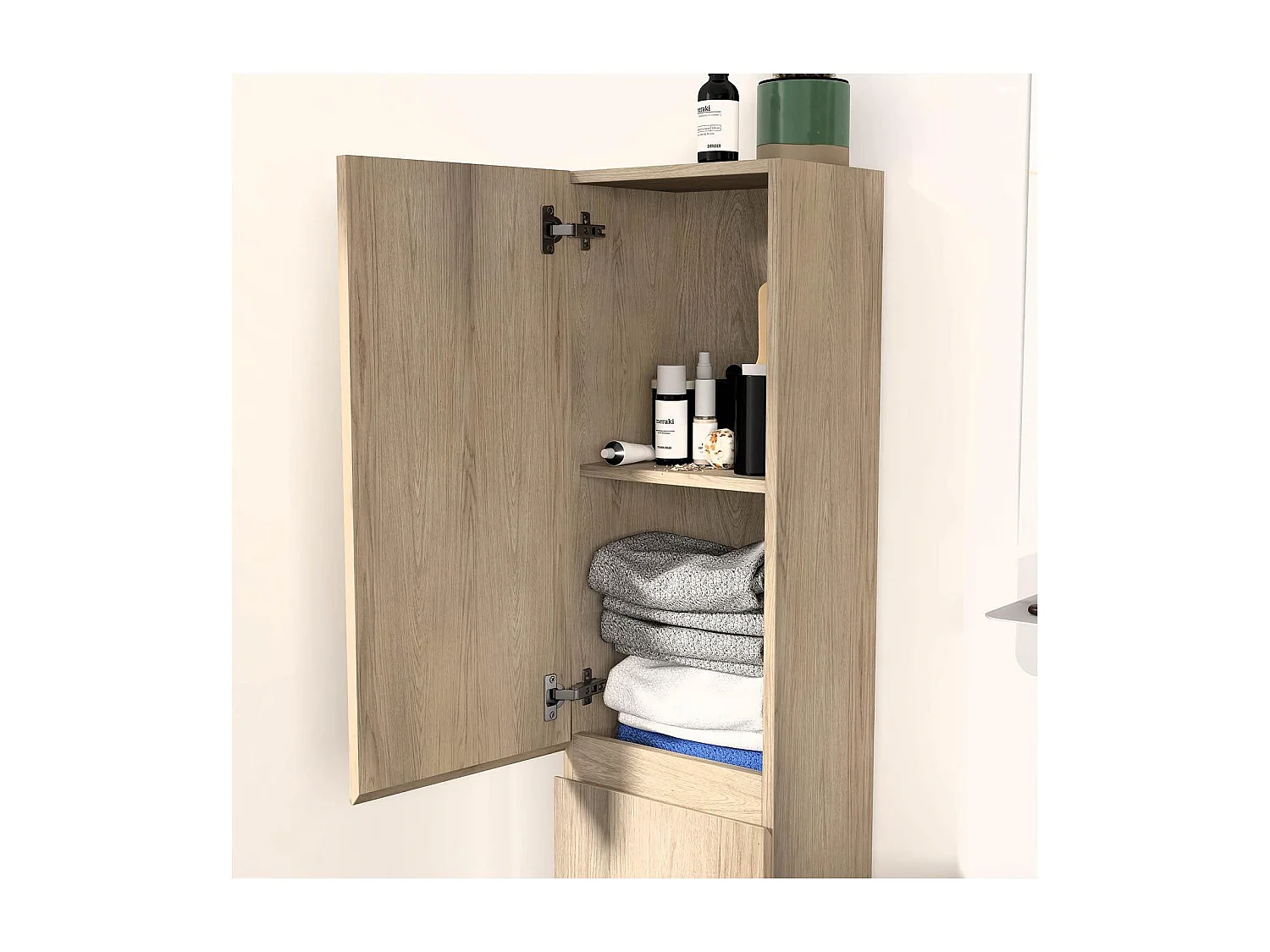 Einzelmöbel + Waschbecken + Spiegel + SORRENTO-Hochschrank