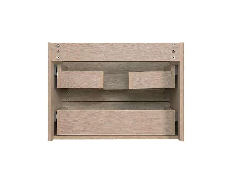 Meuble simple vasque 60cm avec vasque, miroir et colonne SORRENTO Décor chêne