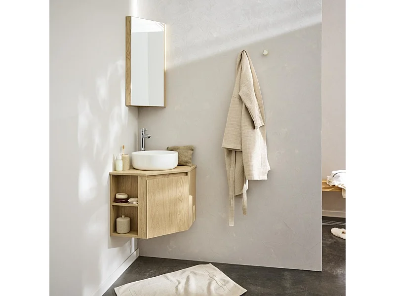 Eckwaschtisch-Set + weißes Waschbecken SORRENTO
