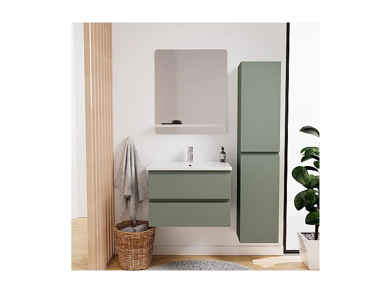 Mobile lavabo singolo 60 cm + rubinetto + specchio + colonna SORRENTO