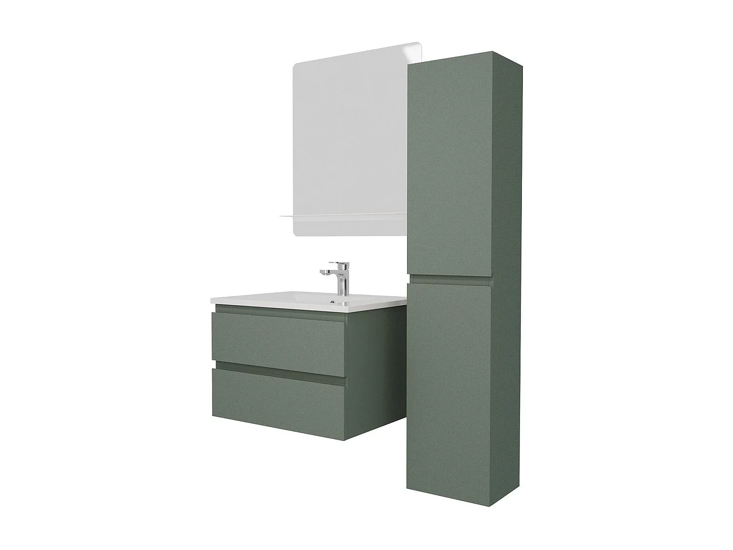 Mobile lavabo singolo 60 cm + rubinetto + specchio + colonna SORRENTO