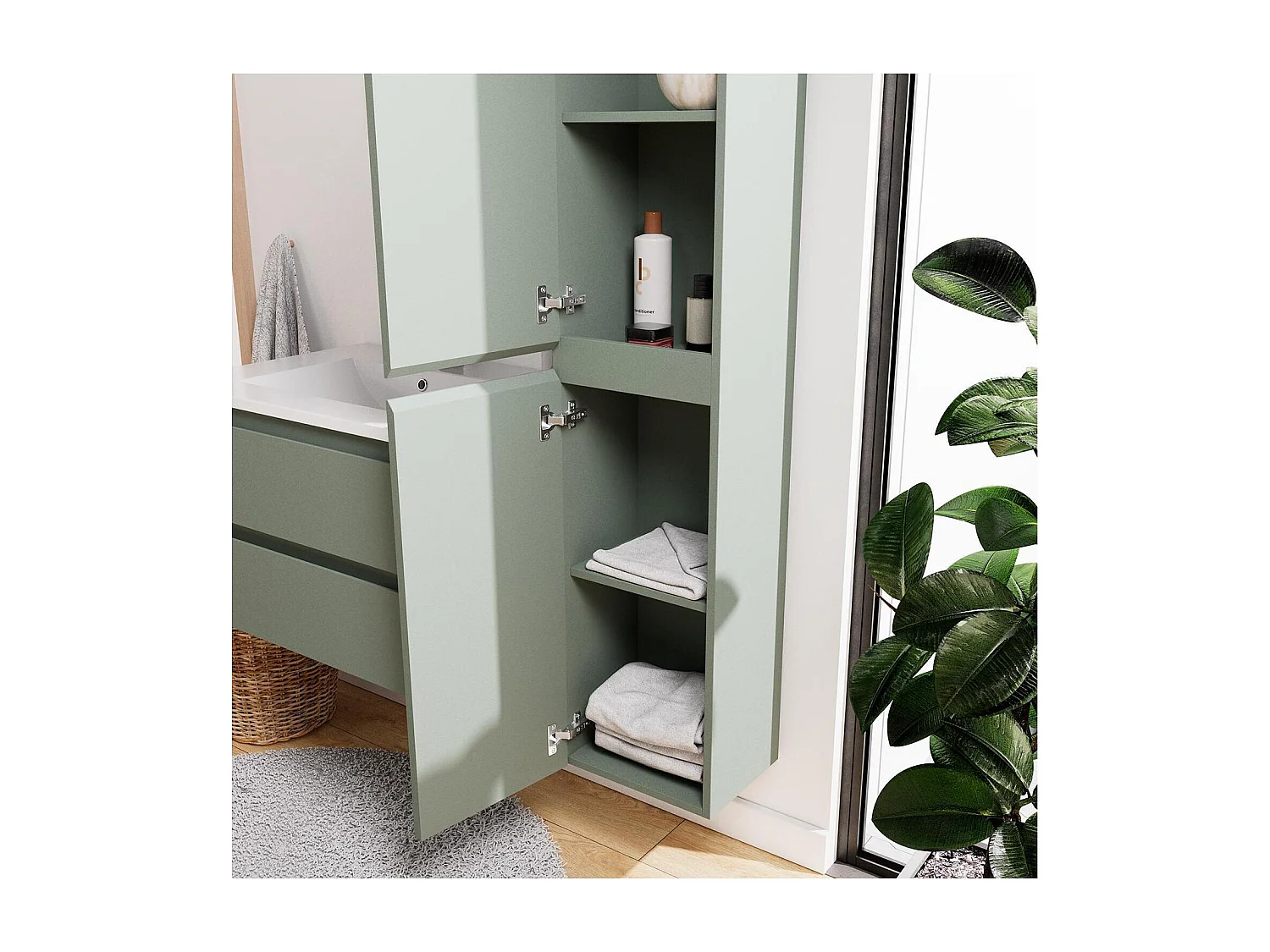 Mobile lavabo singolo 60 cm + rubinetto + specchio + colonna SORRENTO