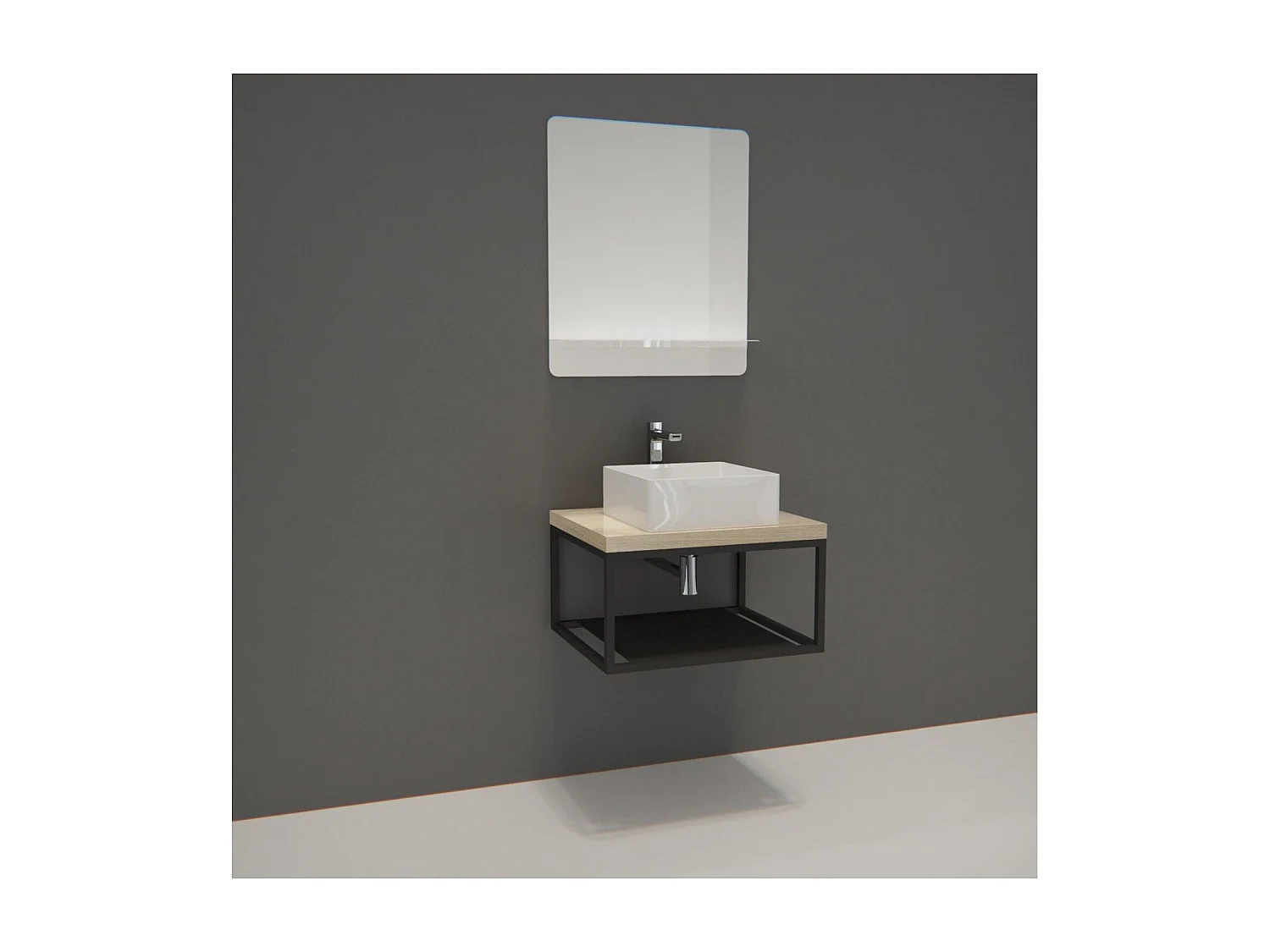 Eenvoudig meubel + wastafel + WILL-spiegel