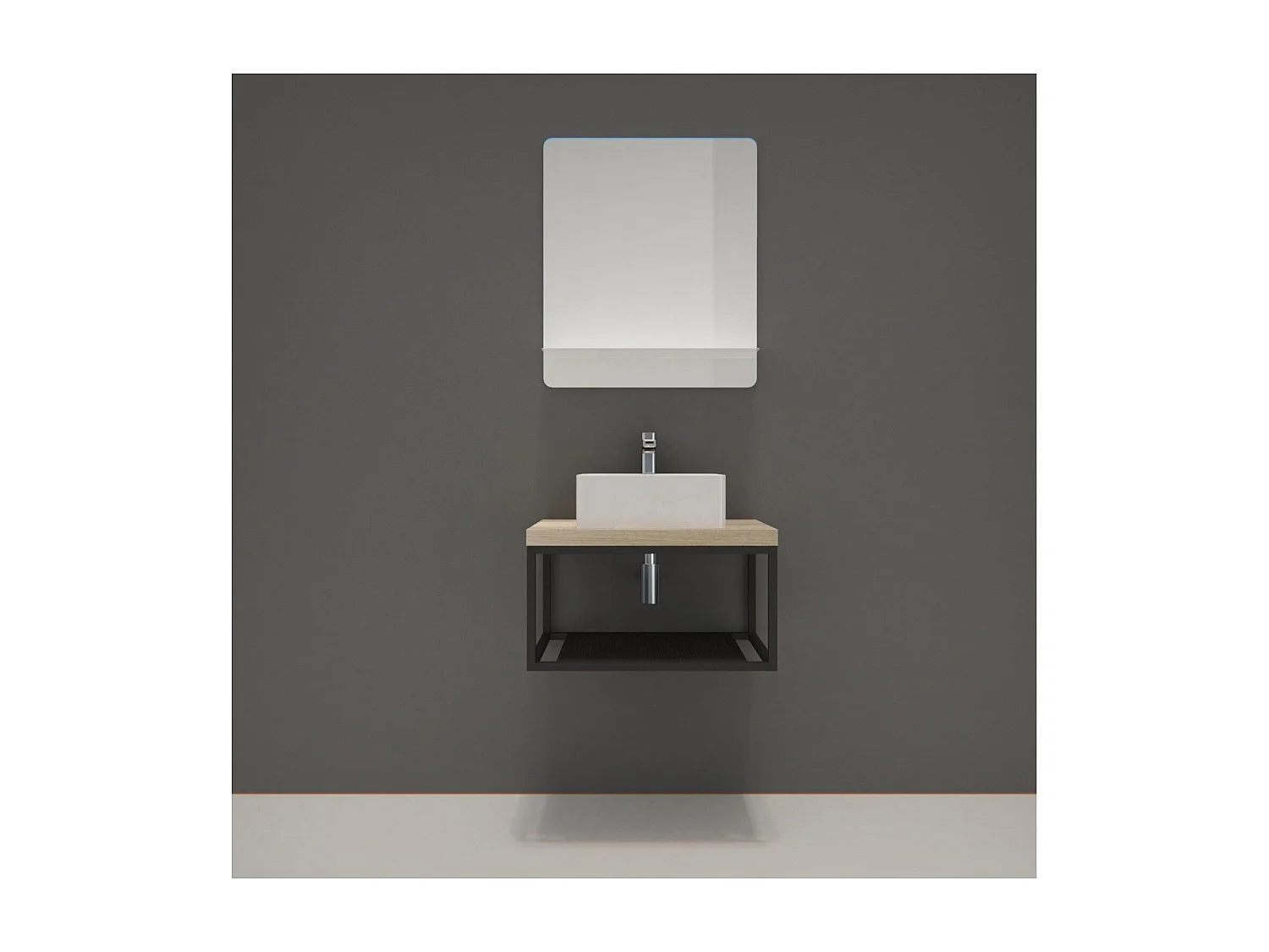 Eenvoudig meubel + wastafel + WILL-spiegel