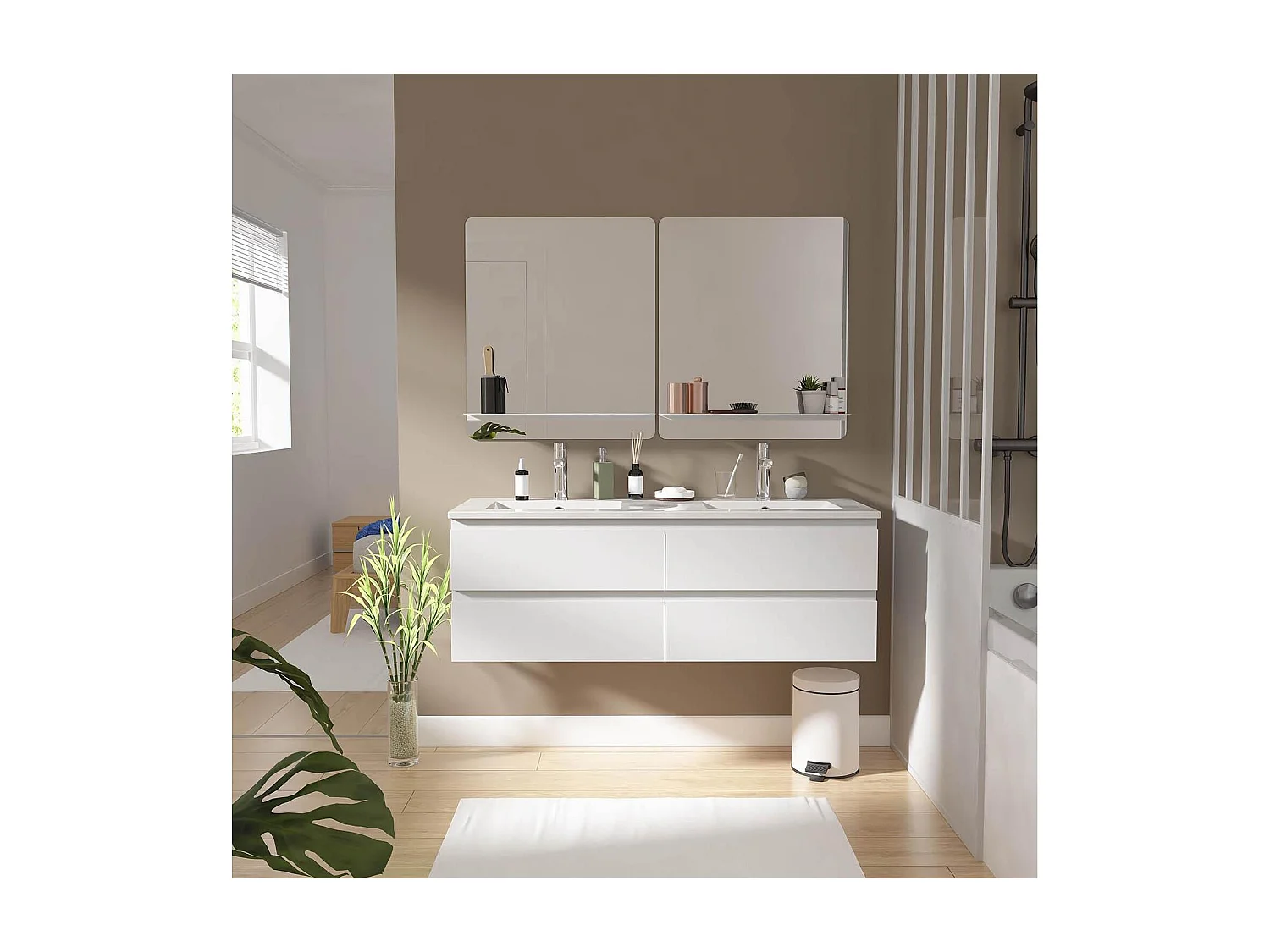 Mobile doppio lavabo + lavabo + specchio SORRENTO