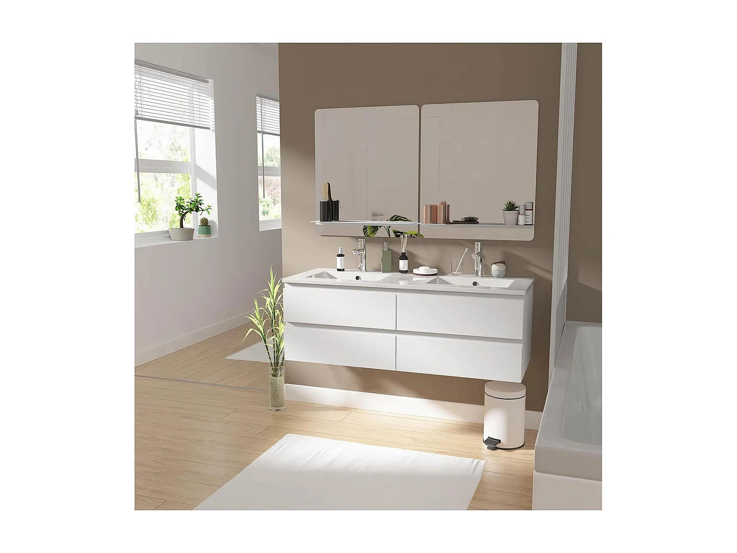 Mueble de lavabo doble + lavabo + espejo SORRENTO