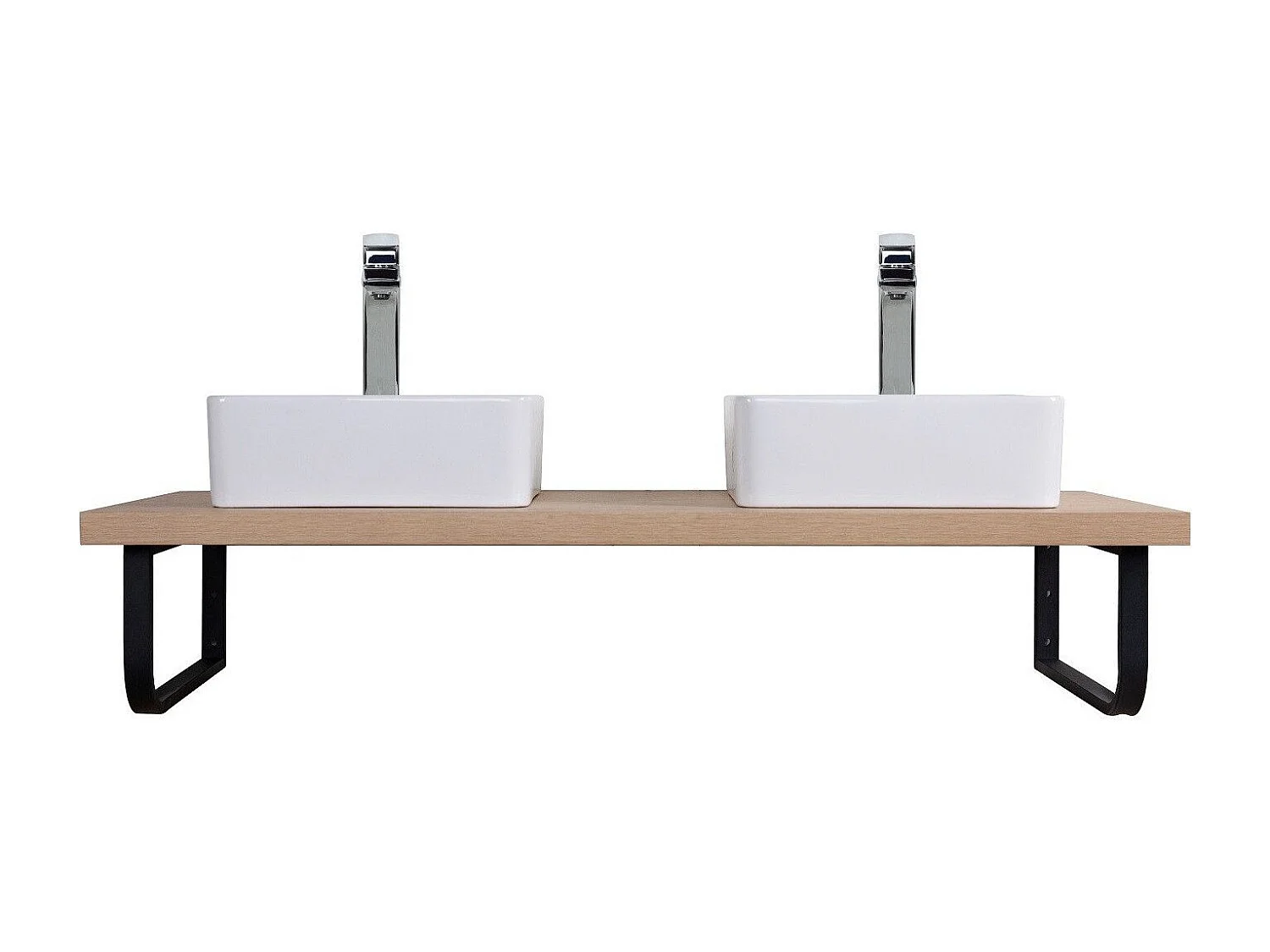 Meuble - Plan suspendu 120 cm + 2 Vasques + 2 Miroirs + Equerres porte serviettes - WILL