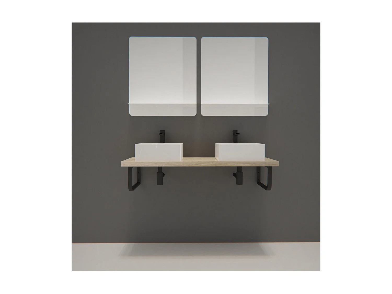 Mueble de lavabo doble + lavabo + espejo WILL