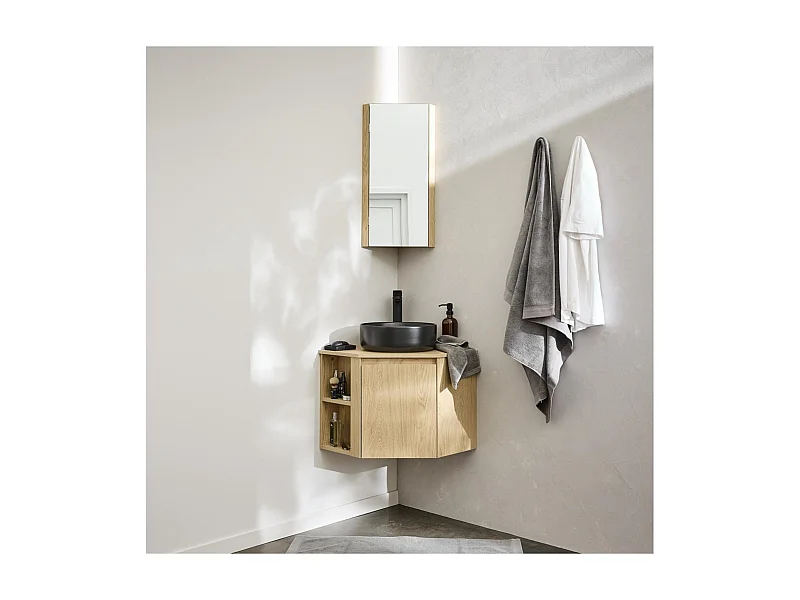 Mobile lavabo angolare + lavabo + rubinetto + mobiletto angolare SORRENTO