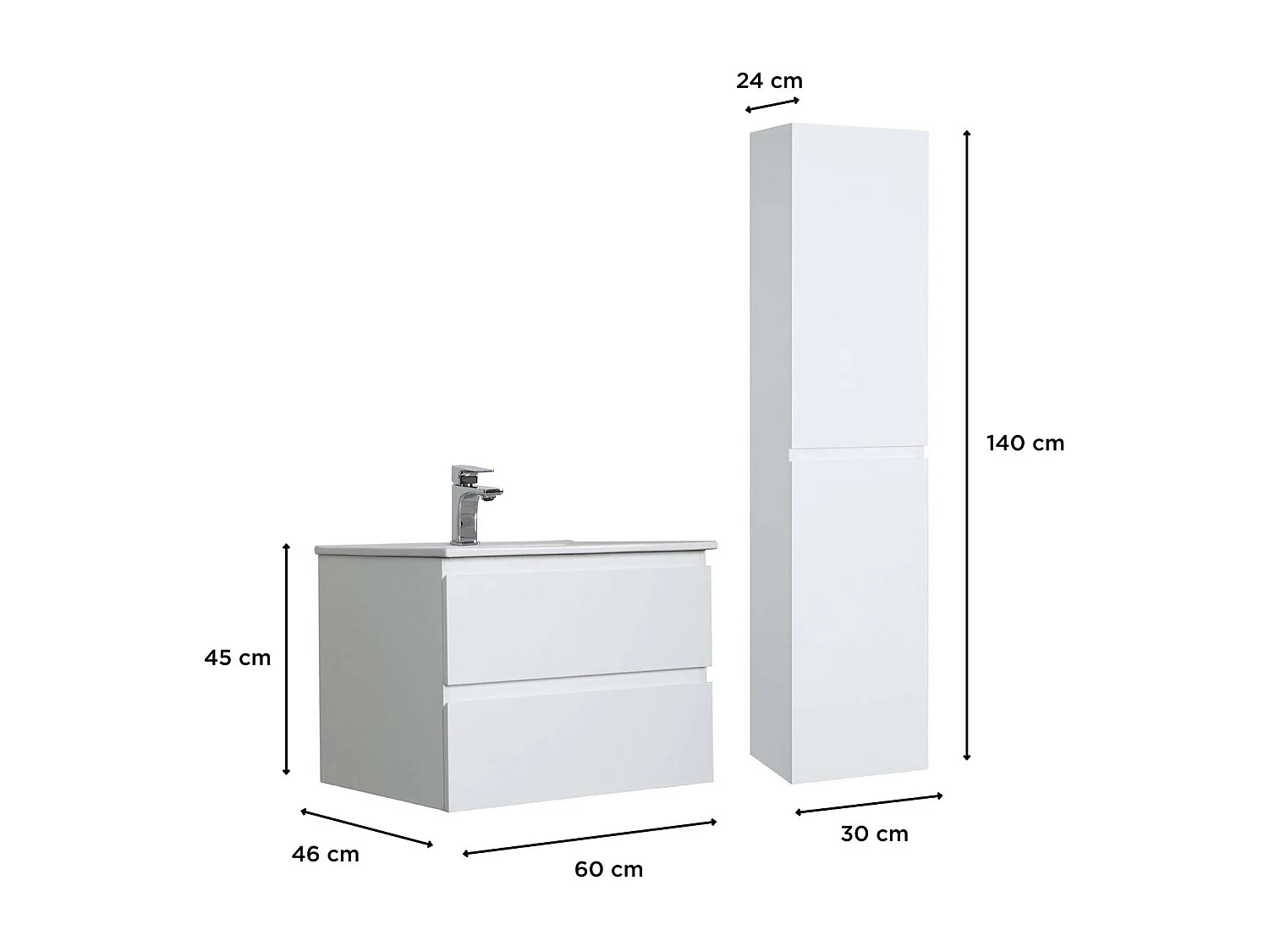 Doppelwaschtisch + Waschbecken + SORRENTO-Säule