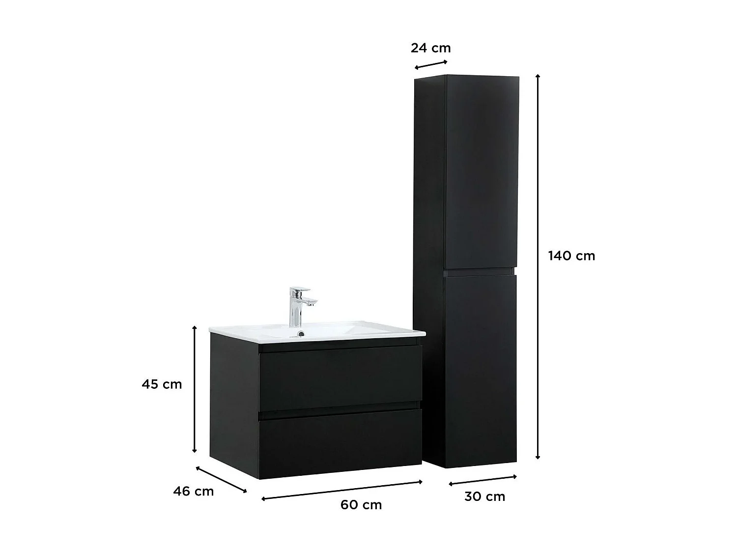 Enkele unit + wastafel + SORRENTO kolom