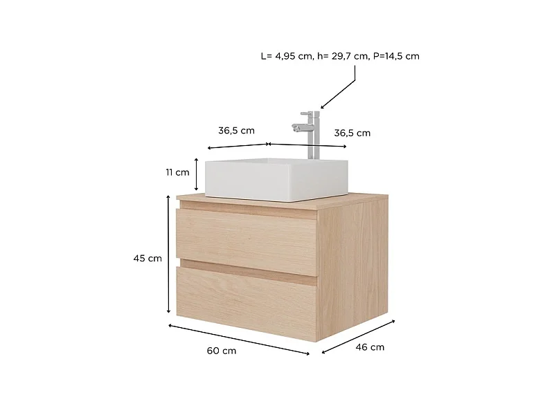 Enkele spoelbakset 60cm + wastafel + SORRENTO kraan