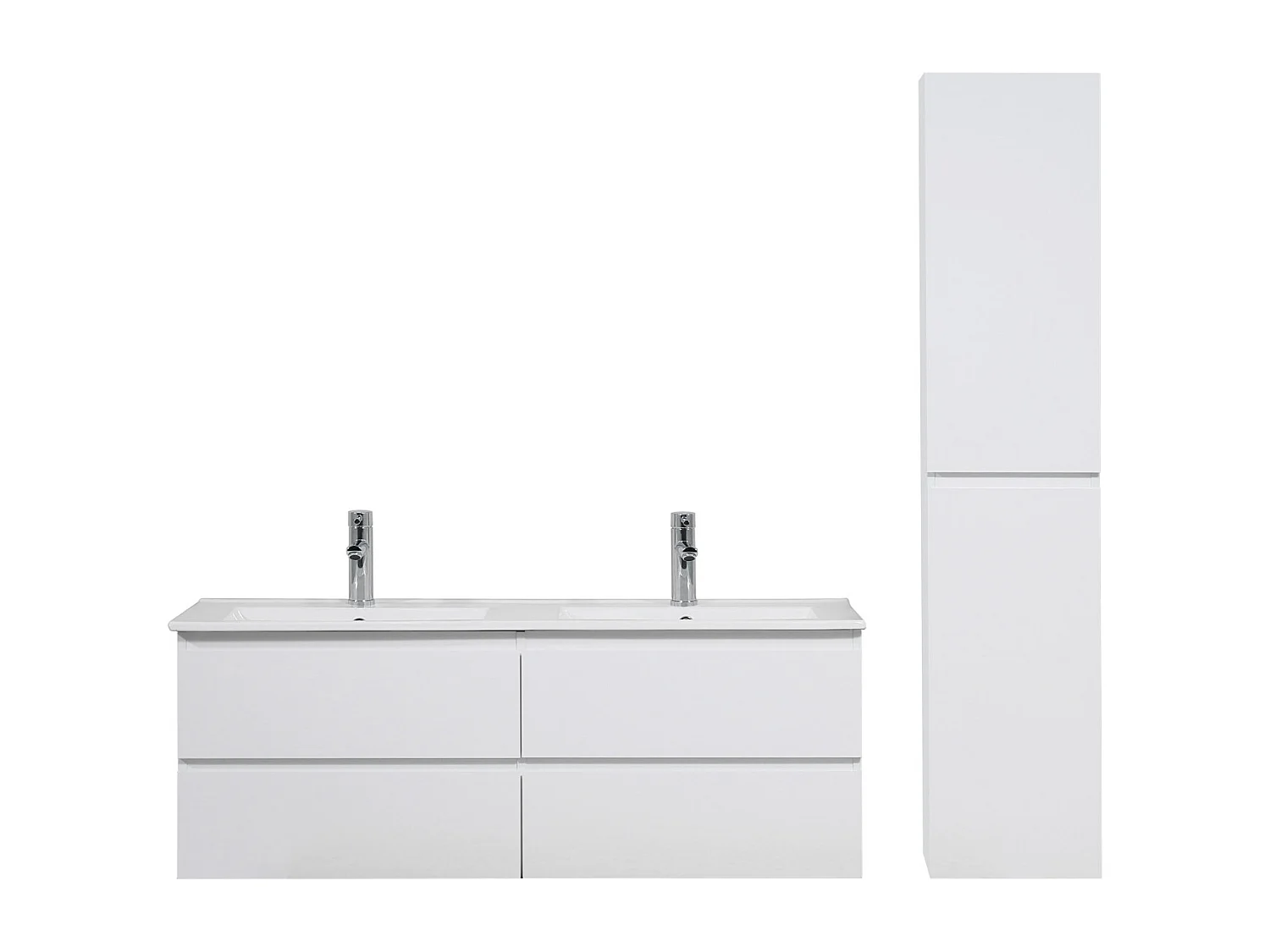 Ensemble meuble double vasque blanc 120cm + vasque + colonne