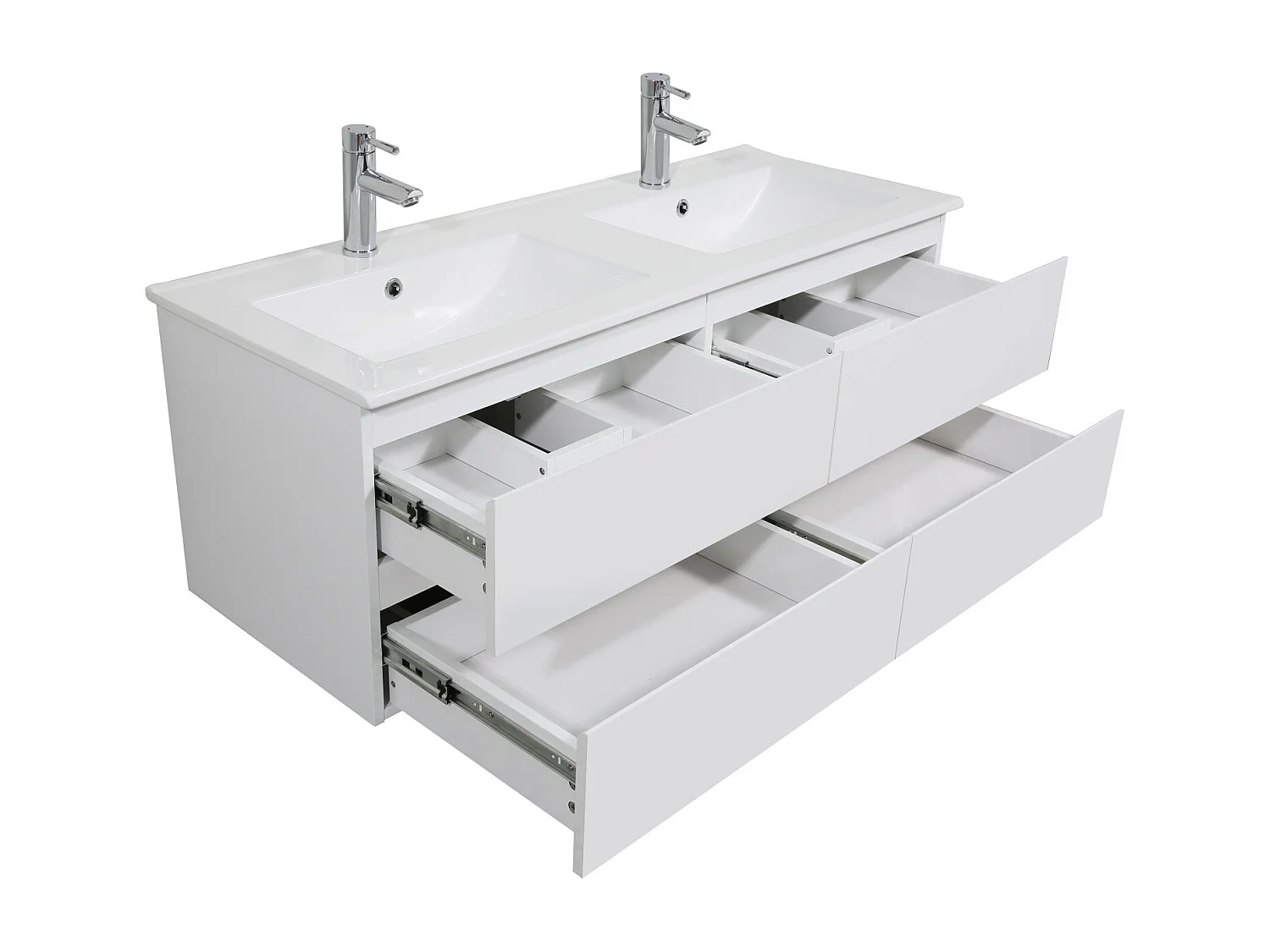 Ensemble meuble double vasque blanc 120cm + vasque + colonne