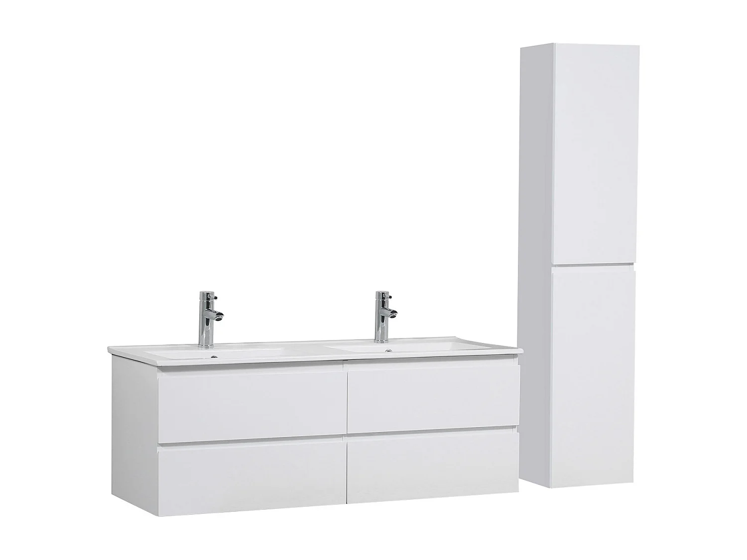 Meuble double vasque 120cm SORRENTO Blanc + colonne
