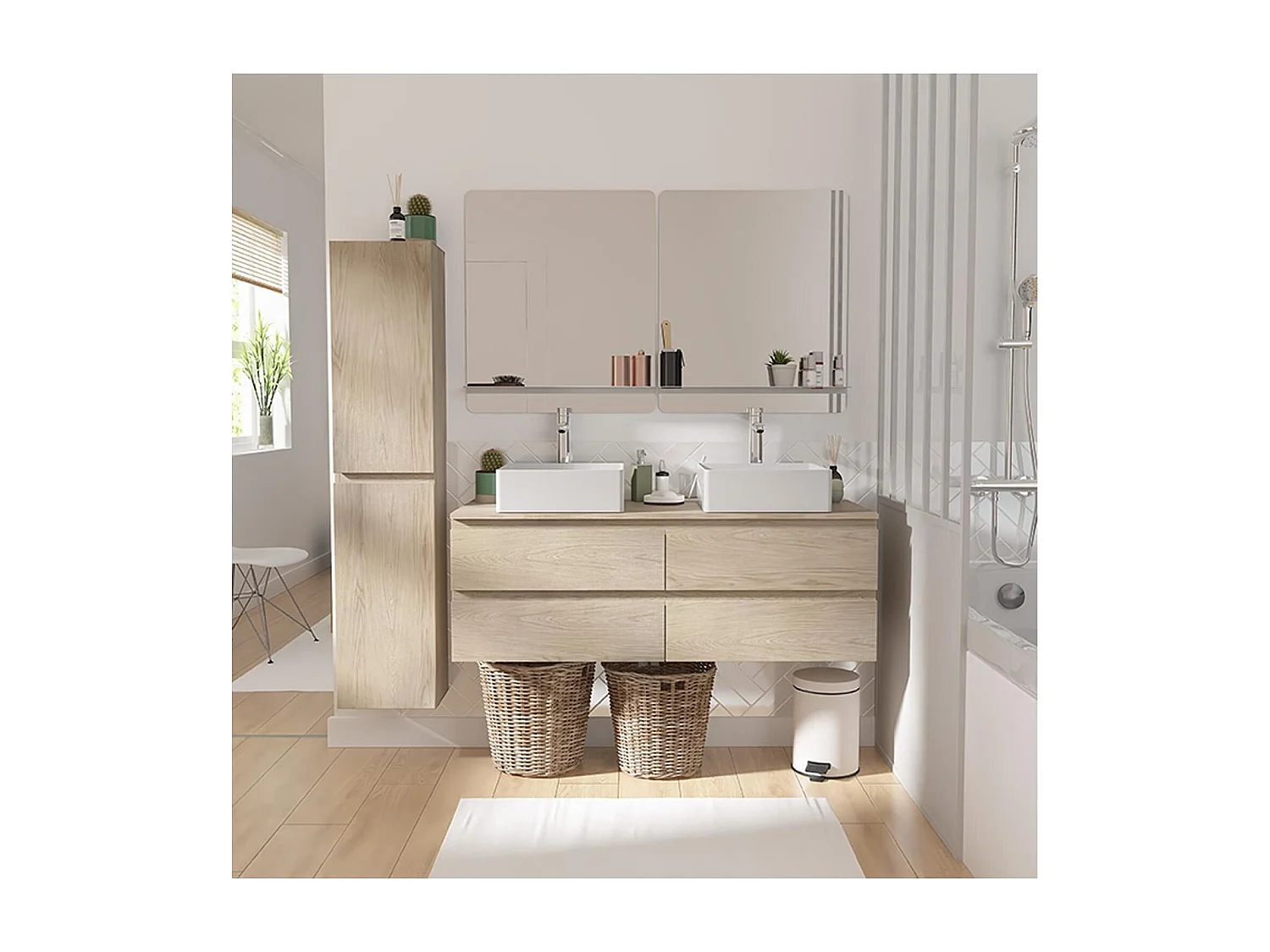 SORRENTO 120 cm Wand-Doppelwaschbecken