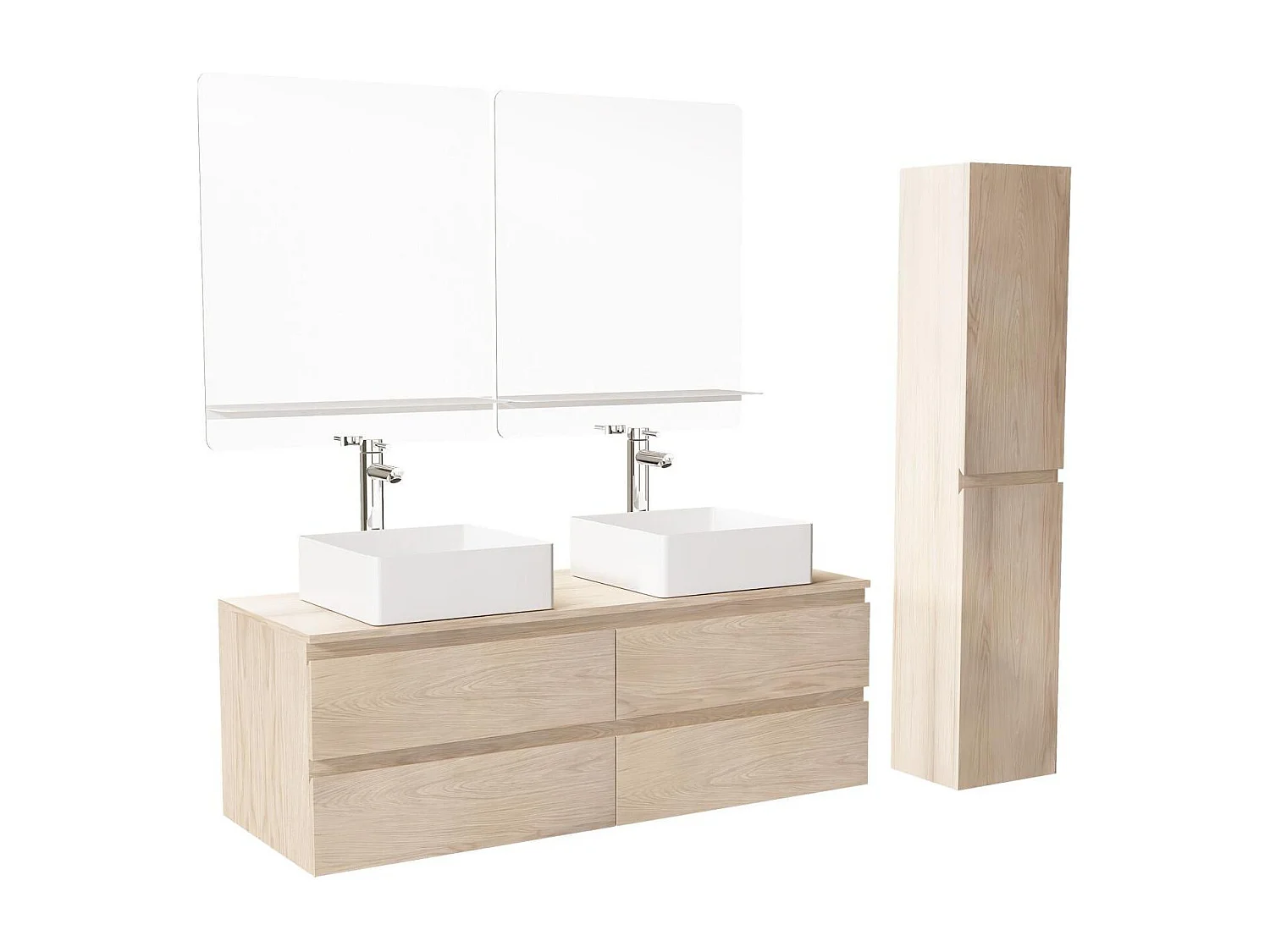 SORRENTO 120 cm Wand-Doppelwaschbecken