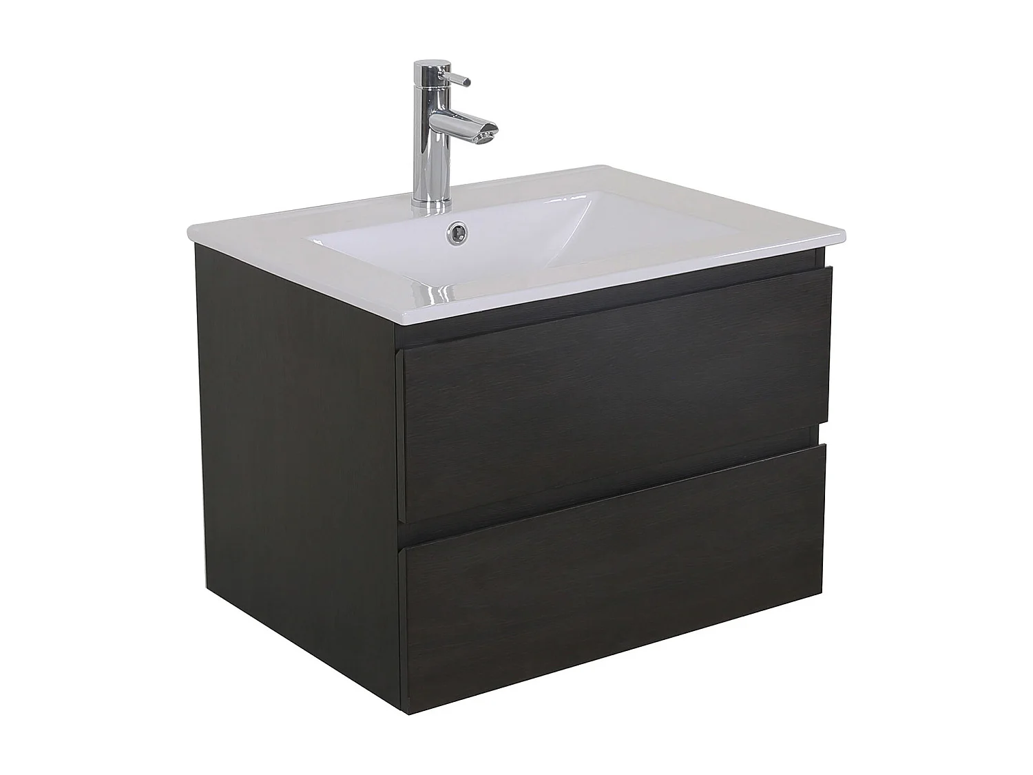 Einzelwaschtisch-Set 60 cm mit Keramikplatte und Chromhahn SORRENTO