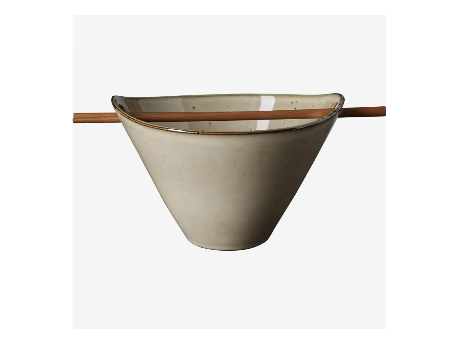 Habitat - Bol de nouilles avec baguettes en grès - 8 cm - Marron (Lot de 4) - Jersey