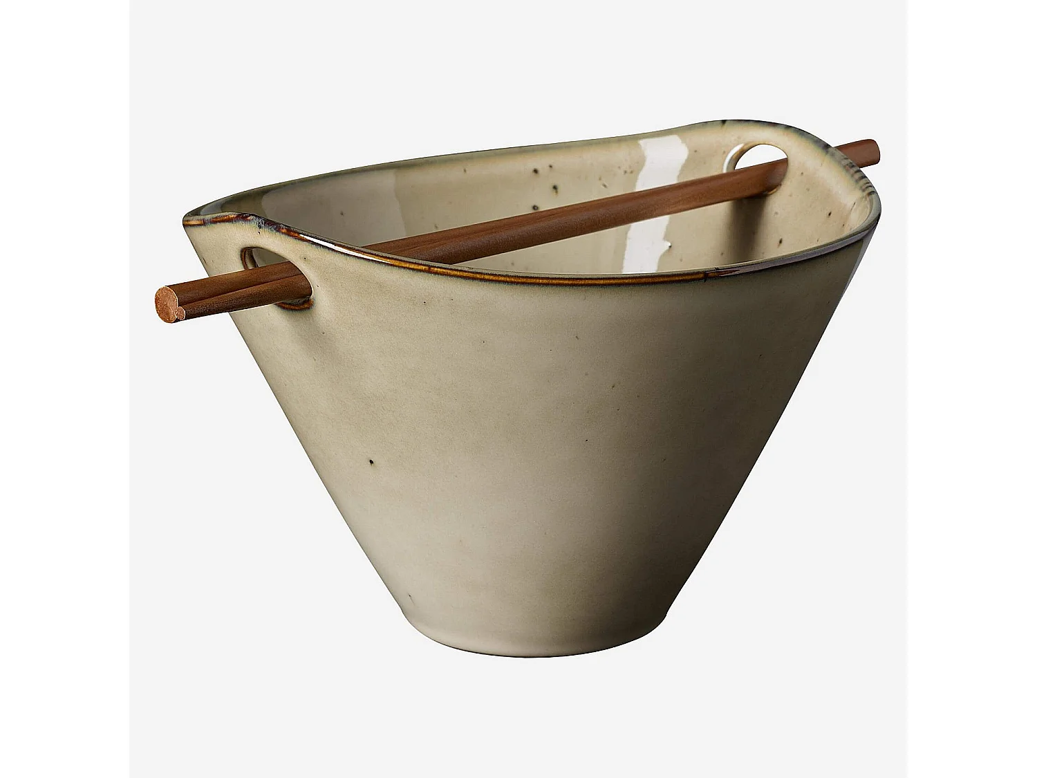 Habitat - Bol de nouilles avec baguettes en grès - 8 cm - Marron (Lot de 4) - Jersey