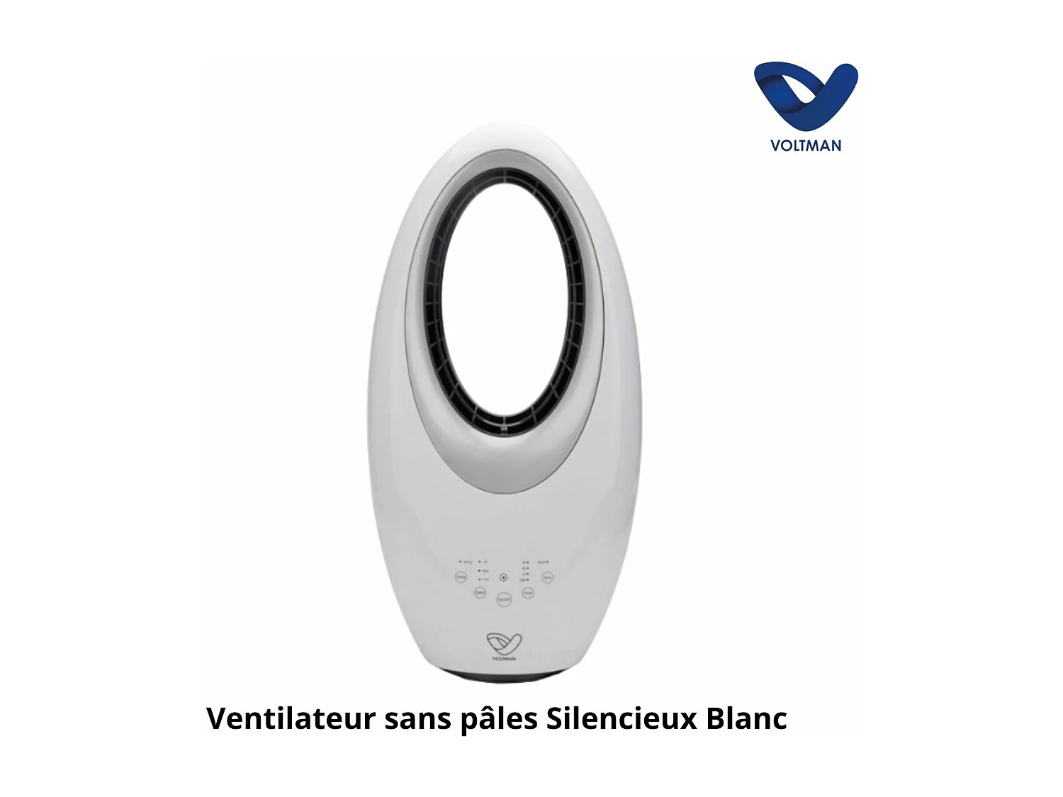Ventilateur colonne Blanc silencieux et oscillant - 60W - Télécommande 3 vitesses - Voltman