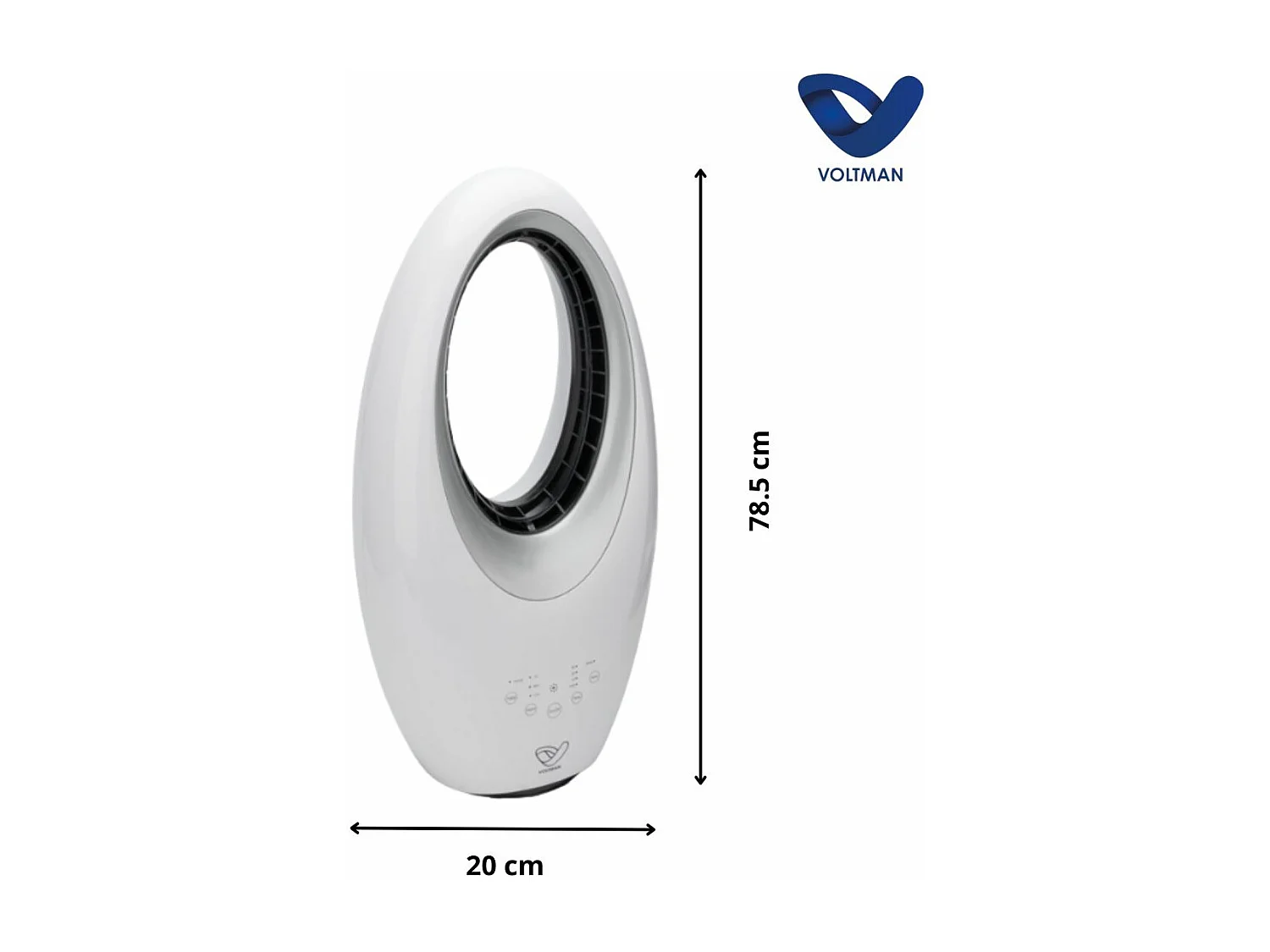 Ventilateur colonne Blanc silencieux et oscillant - 60W - Télécommande 3 vitesses - Voltman