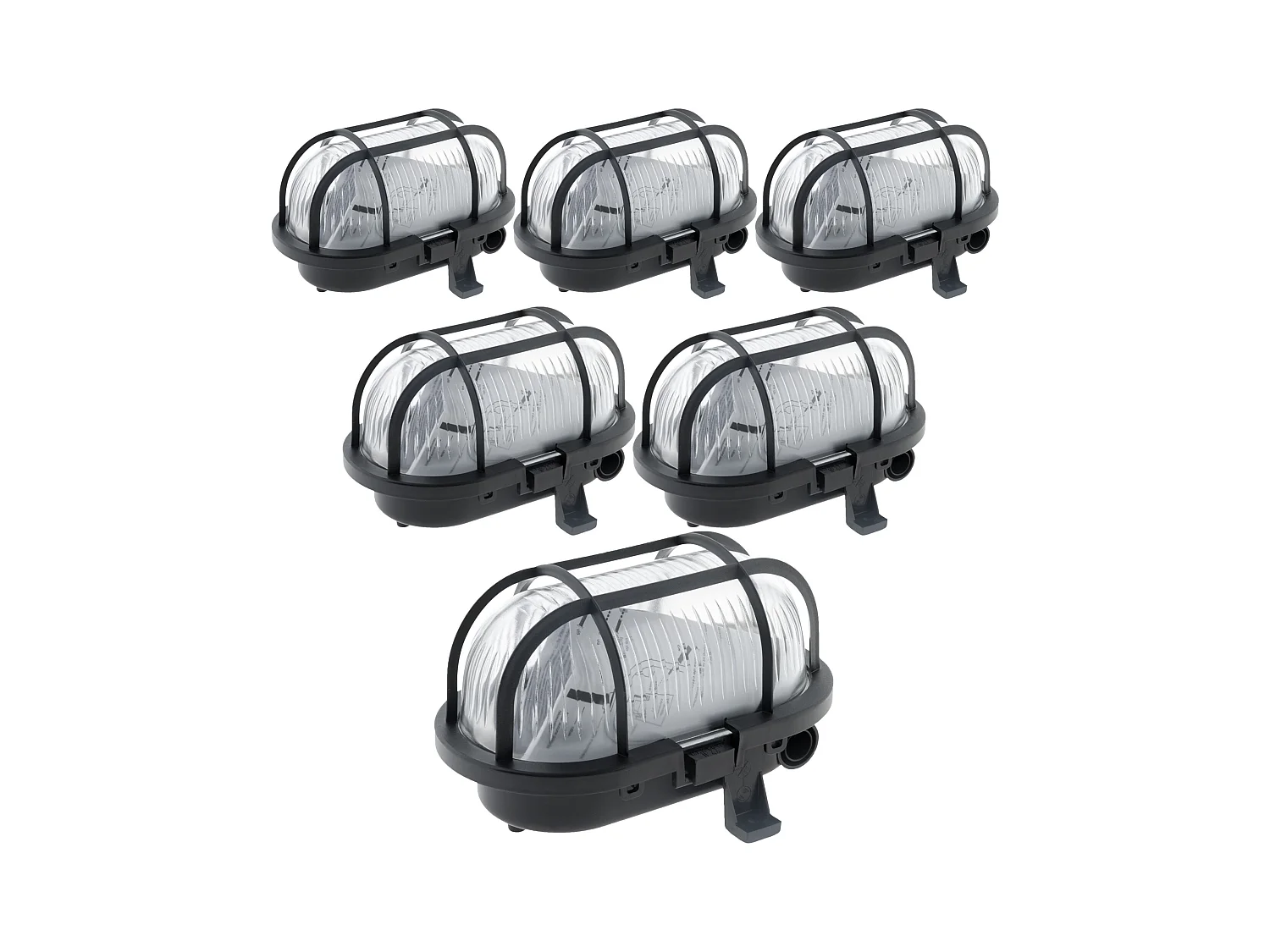 Lot de 6 hublots ovales 60W IP44 E27 Classe II - noir - Zenitech