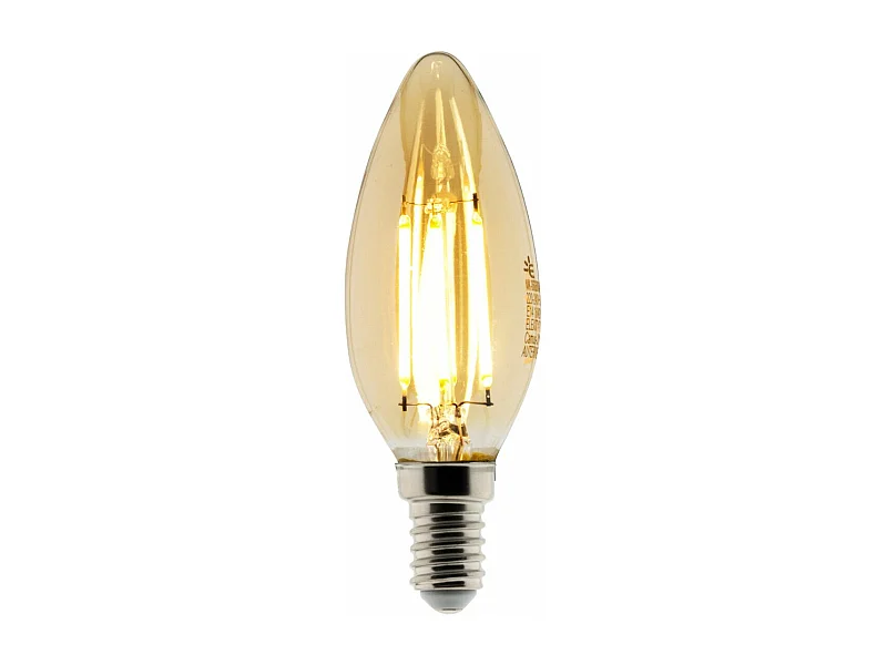 Ampoule déco filament LED ambrée Flamme 4W E14 400lm 2500K - Zenitech