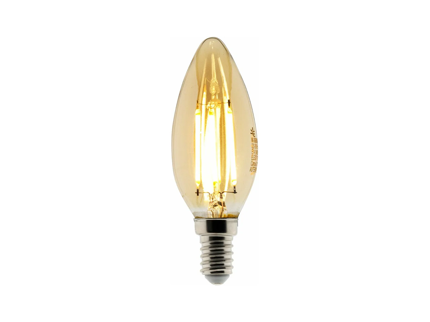 Ampoule déco filament LED ambrée Flamme 4W E14 400lm 2500K - Zenitech