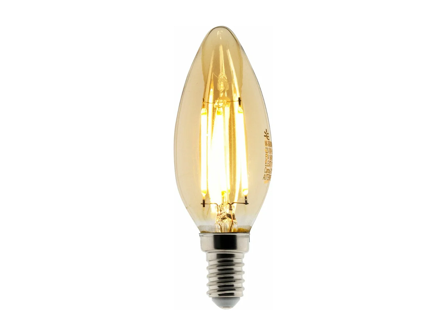 Ampoule déco filament LED ambrée Flamme 4W E14 400lm 2500K - Zenitech