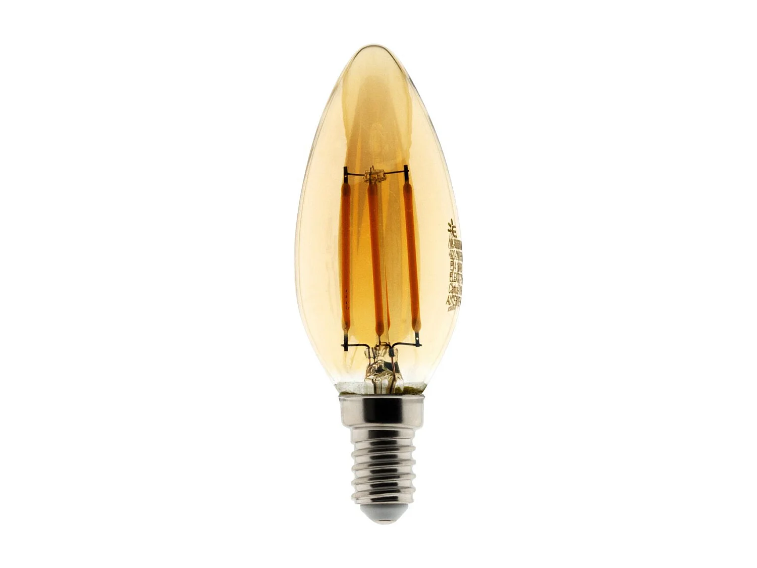 Ampoule déco filament LED ambrée Flamme 4W E14 400lm 2500K - Zenitech